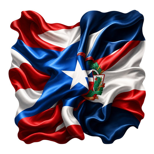 DTF Heat Transfer Puerto Rico Flag with Crest Realistic Waving Fabric Graphic for T Shirts Hoodies and Tote Bags - 1