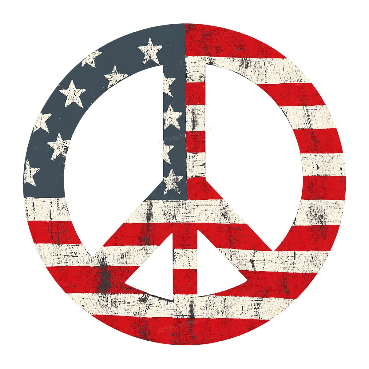 DTF Heat Transfer American Flag Peace Sign Distressed Graphic for T Shirts Hoodies and Tote Bags - 1