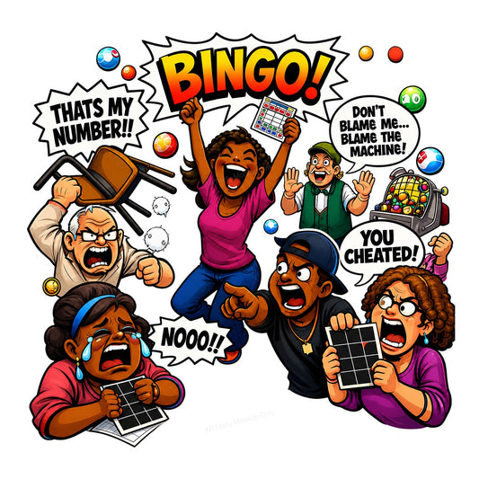 Funny Graphic Transfer Bingo Cartoon Chaos Quote Design for T Shirts Hoodies and Game Night Apparel - 1