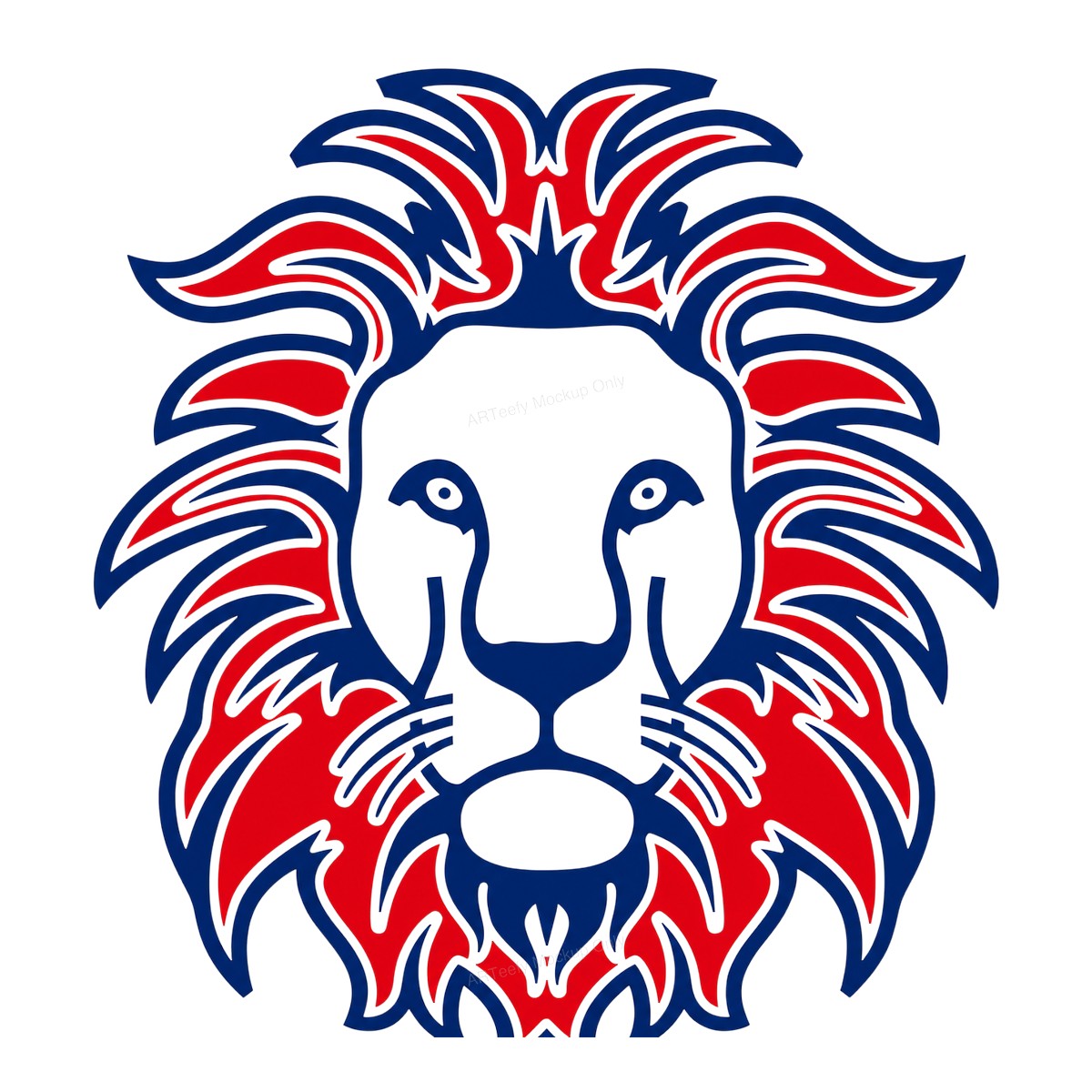 DTF Heat Transfer Bold Red and Blue Lion Head Graphic for T Shirts Hoodies and Tote Bags - 1