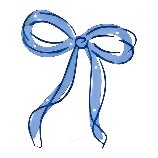 DTF Heat Transfer Pastel Blue Ribbon Bow Watercolor Graphic for T Shirts Hoodies and Tote Bags - 1