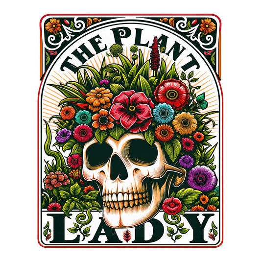 DTF Transfer The Plant Lady Skull with Colorful Floral Hair Graphic for T Shirts Hoodies and Tote Bags - 1
