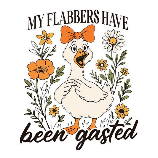 Funny Graphic Transfer “My Flabbers Have Been Gasted” Goose with Flowers Retro Cartoon Design for T Shirts Hoodies and Tote Bags - 1