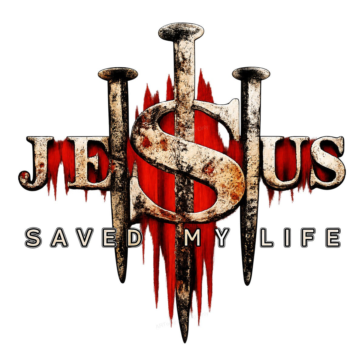 Christian Heat Transfer Jesus Saved My Life Nail Cross Graphic for T Shirts Hoodies and Tote Bags - 1