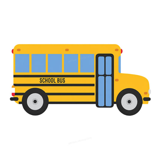 DTF Transfer Yellow School Bus Cartoon Graphic for T Shirts Hoodies and Teacher Gifts - 1