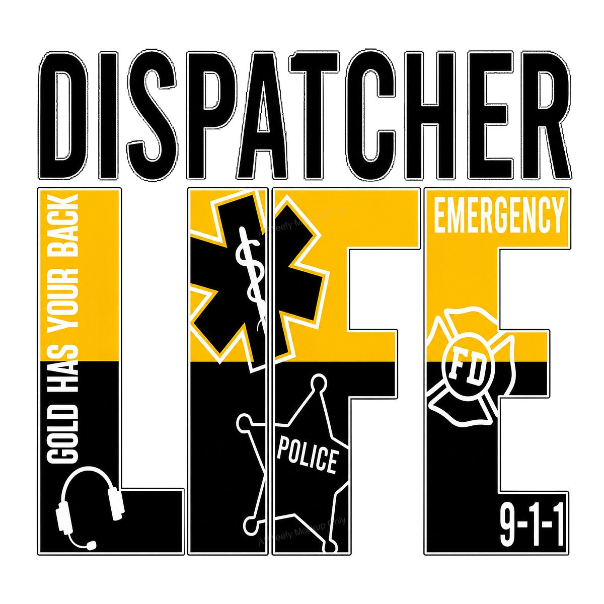 DTF Heat Transfer Dispatcher Life 911 Emergency Services Graphic for T Shirts Hoodies and Work Apparel - 1