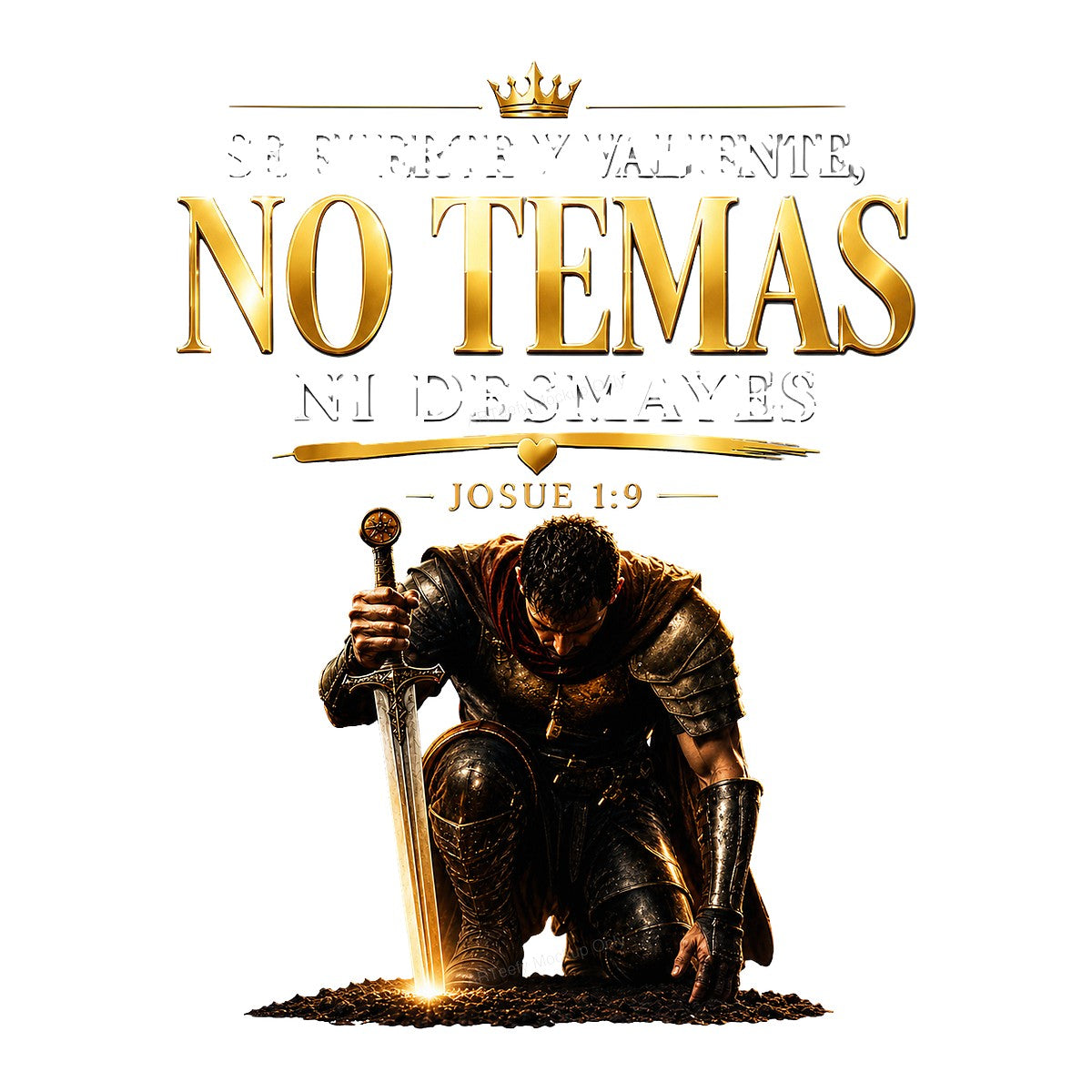 Christian Heat Transfer No Temas Ni Desmayes Spanish Bible Verse Warrior Graphic for T Shirts Hoodies and Christian Apparel - 1