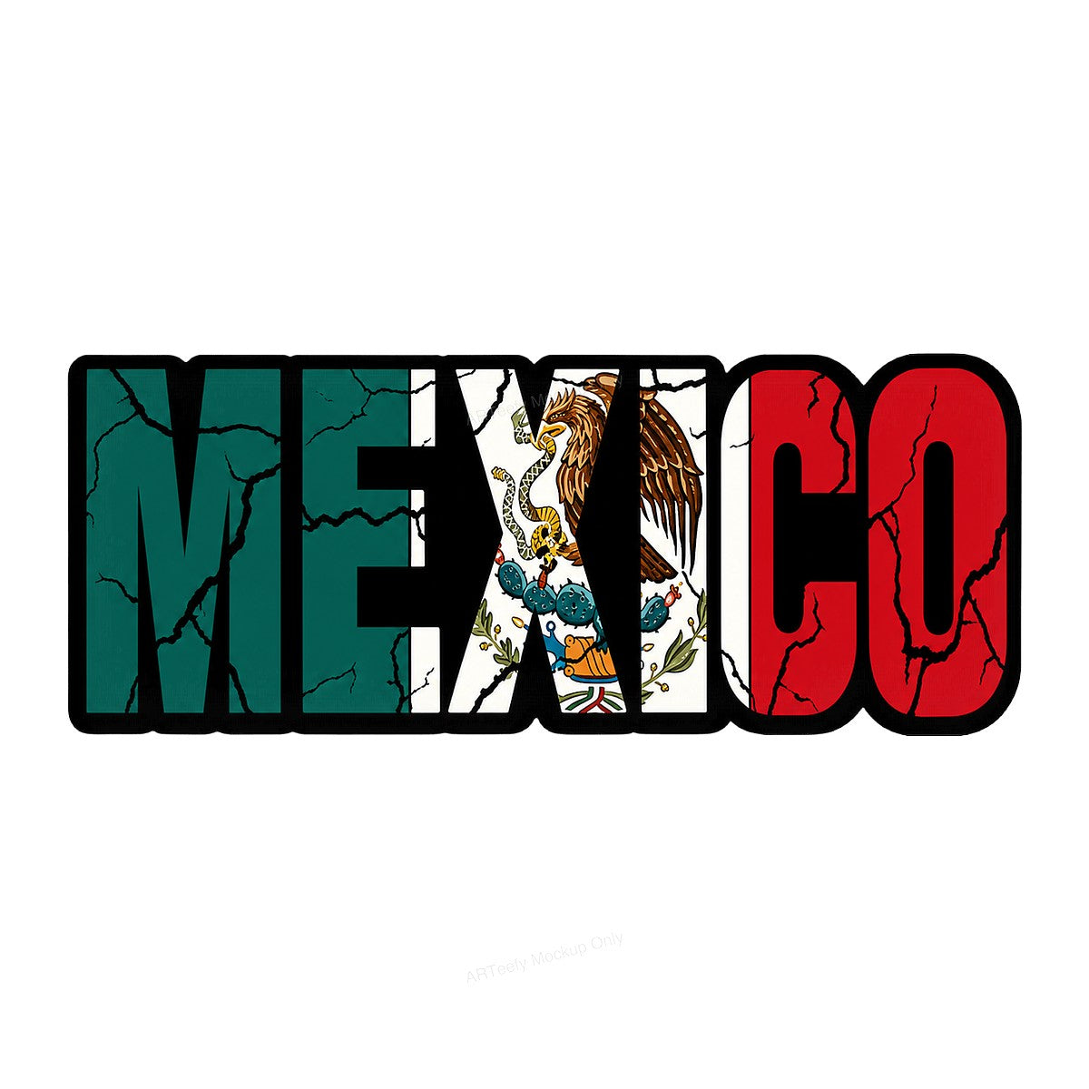 DTF Transfer Mexico Flag Eagle Cracked Lettering Graphic for T Shirts Hoodies and Tote Bags - 1