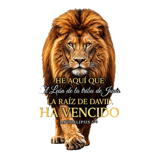Christian Heat Transfer Lion of Judah Spanish Bible Verse Graphic for T Shirts Hoodies and Christian Apparel - 1