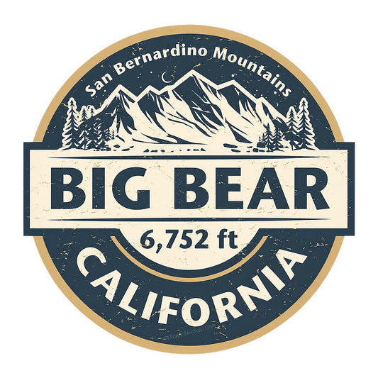 DTF Transfer Big Bear California Mountain Badge Vintage Outdoor Graphic for T Shirts Hoodies and Camping Apparel - 1