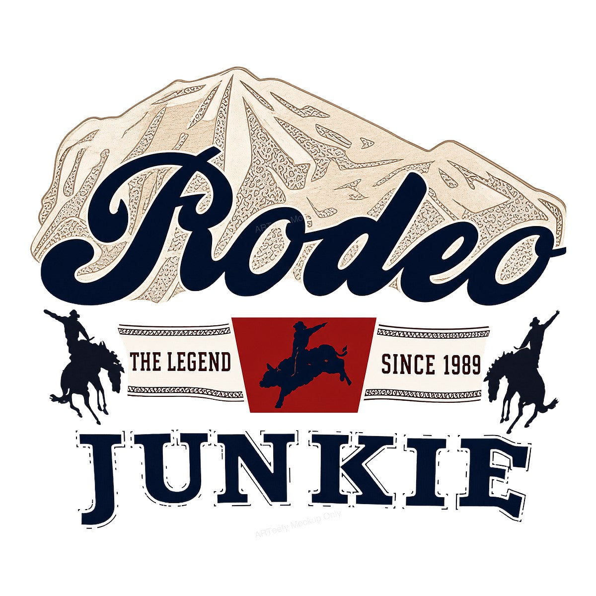 Western Heat Transfer Rodeo Junkie The Legend Since 1989 Cowboy Graphic for T Shirts Hoodies and Rodeo Apparel - 1