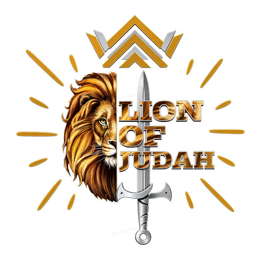 Christian Heat Transfer Lion of Judah Lion and Sword Graphic for T Shirts Hoodies and Christian Apparel - 1