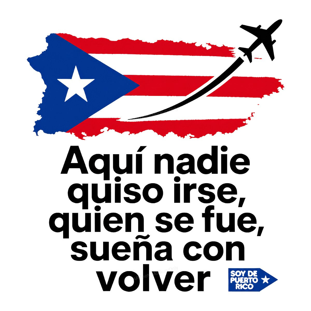 DTF Heat Transfer Puerto Rico Flag Quote Travel Plane Graphic for T Shirts Hoodies and Tote Bags - 1