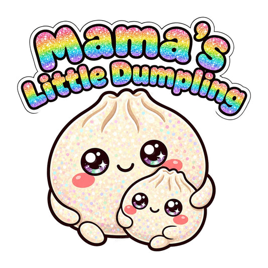 DTF Transfer Mama’s Little Dumpling Rainbow Glitter Kawaii Dumpling Graphic for T Shirts Hoodies and Gifts - 1