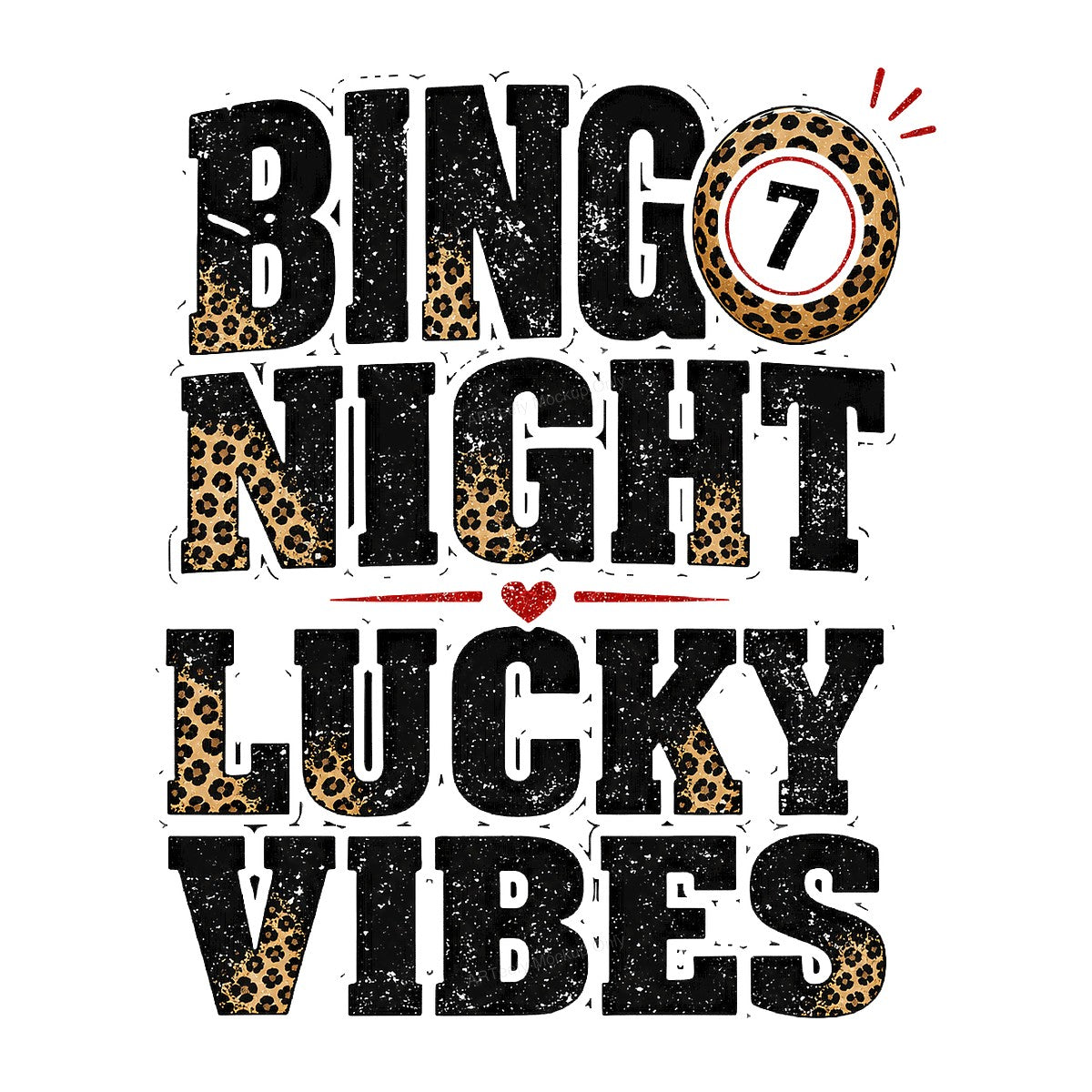 DTF Heat Transfer Bingo Night Lucky Vibes Leopard Print Graphic for T Shirts Hoodies and Tote Bags - 1