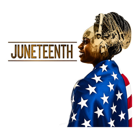 DTF Heat Transfer Juneteenth Woman Wrapped in American Flag Graphic for T Shirts Hoodies and Tote Bags - 1