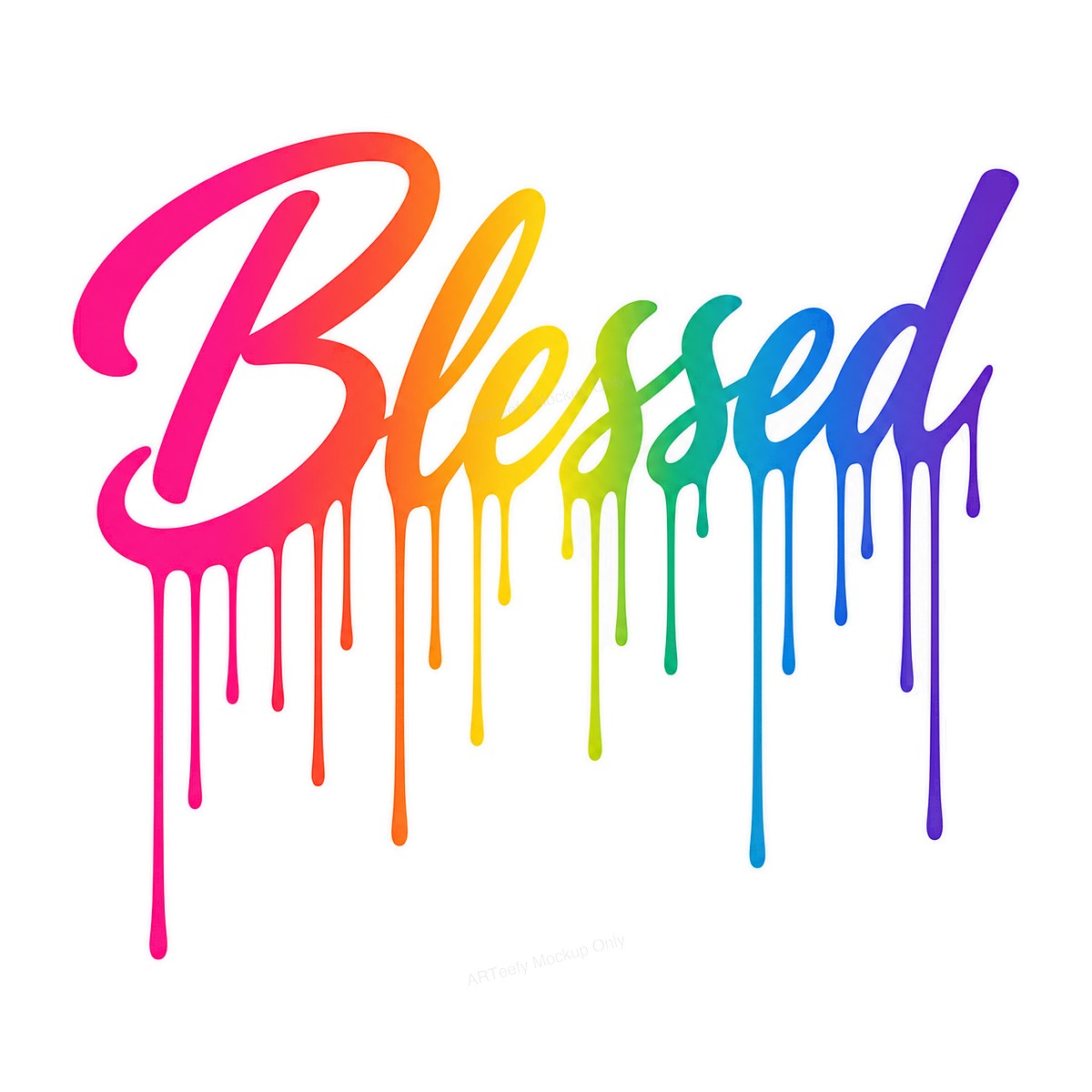 Christian Heat Transfer Blessed Rainbow Dripping Text Graphic for T Shirts Hoodies and Tote Bags - 1