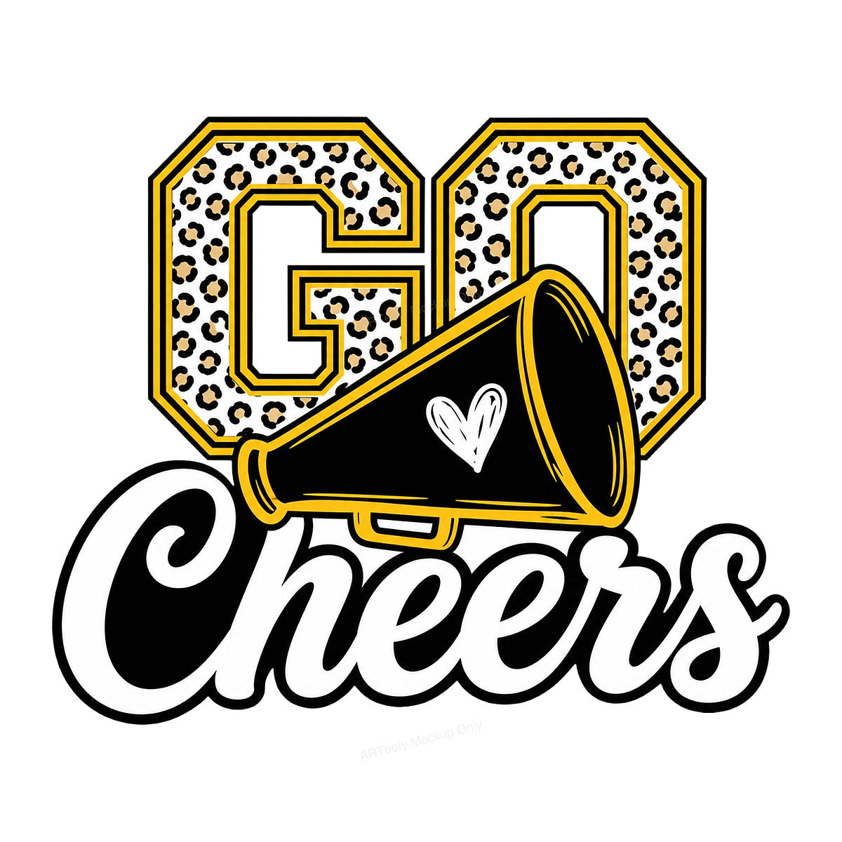 DTF Transfer Go Cheers Leopard Print Megaphone Graphic for T Shirts Hoodies and Game Day Apparel - 1