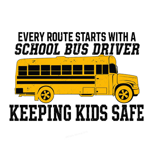 DTF Transfer School Bus Driver Keeping s Safe Quote Yellow Bus Graphic for T Shirts Hoodies and Tote Bags - 1