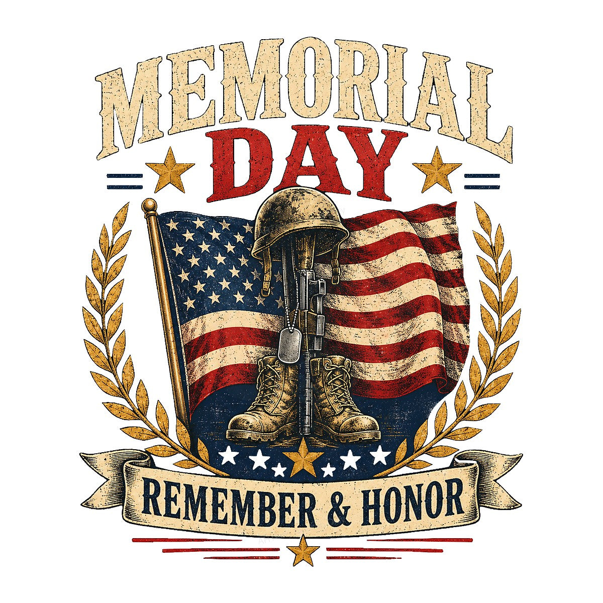 DTF Transfer Memorial Day Remember & Honor American Flag Soldier Graphic for Holiday Shirts Casual Wear and Gifts - 1