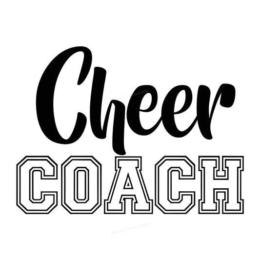 DTF Transfer Cheer Coach Script and Varsity Letter Graphic for T Shirts Hoodies and Tote Bags - 1