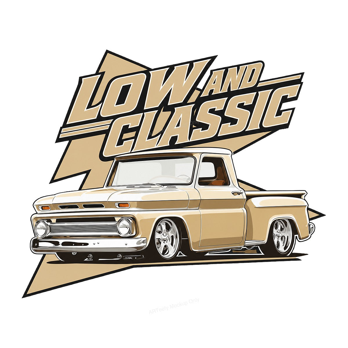 DTF Heat Transfer Low and Classic Retro Pickup Truck Graphic for T Shirts Hoodies and Car Enthusiast Gifts - 1