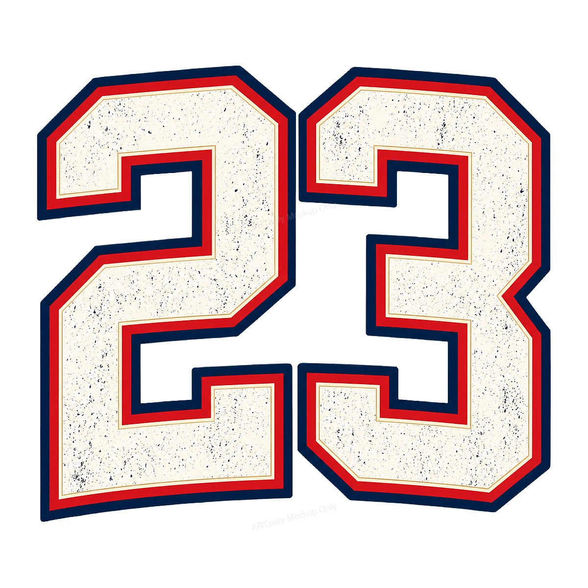 DTF Transfer Vintage Jersey Number 23 Navy Red Outline Graphic for T Shirts Hoodies and Sports Apparel - 1