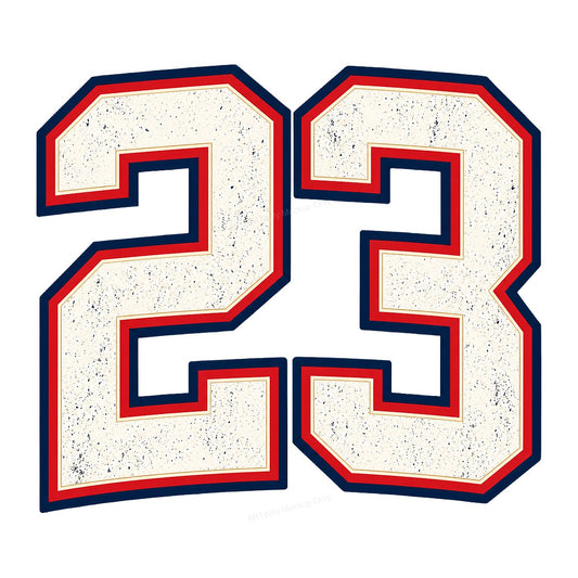 DTF Transfer Vintage Jersey Number 23 Navy Red Outline Graphic for T Shirts Hoodies and Sports Apparel - 1