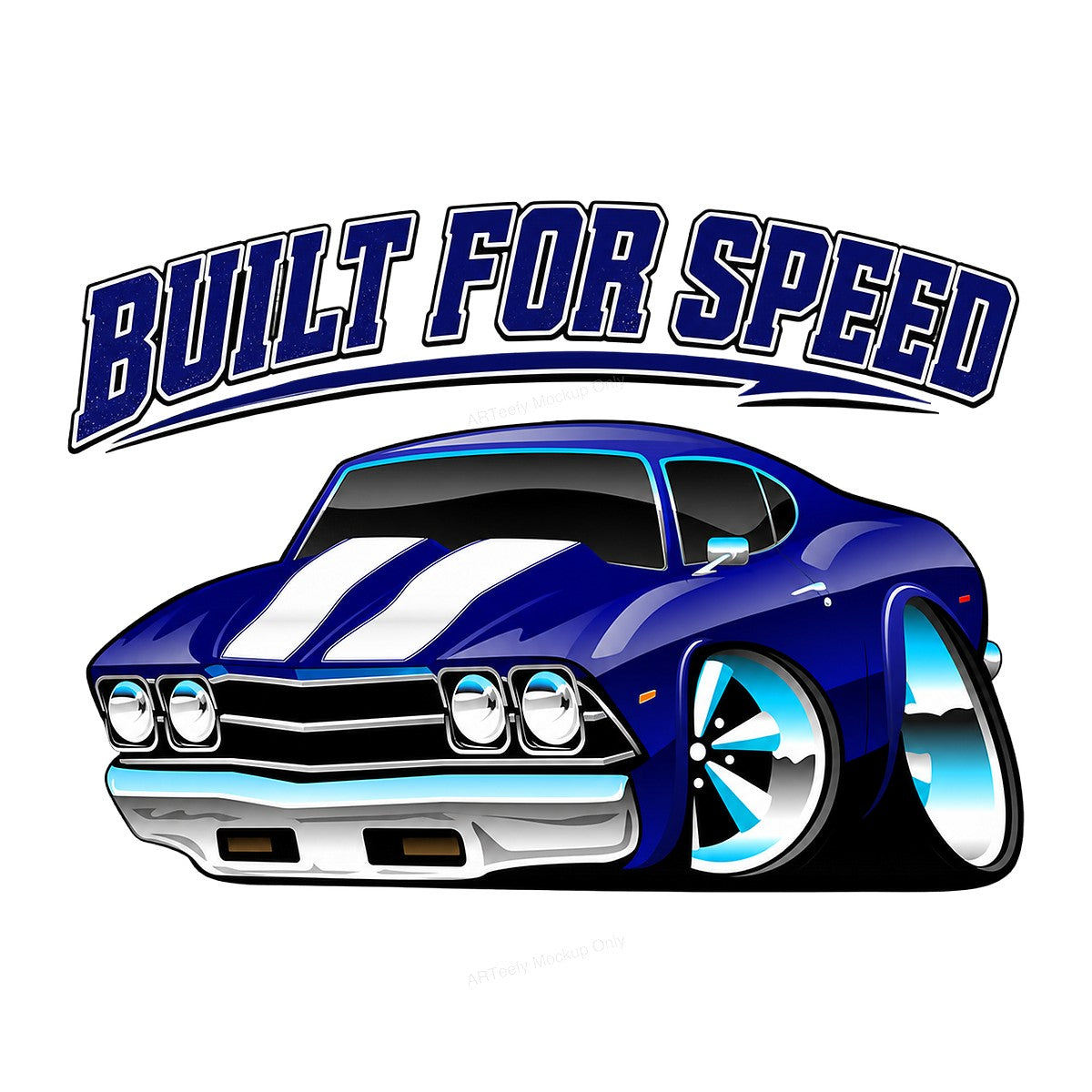 DTF Transfer Built For Speed Muscle Car Graphic Design for T Shirts Hoodies and Racing Fans - 1