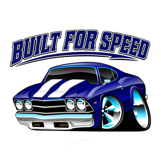 DTF Transfer Built For Speed Muscle Car Graphic Design for T Shirts Hoodies and Racing Fans - 1