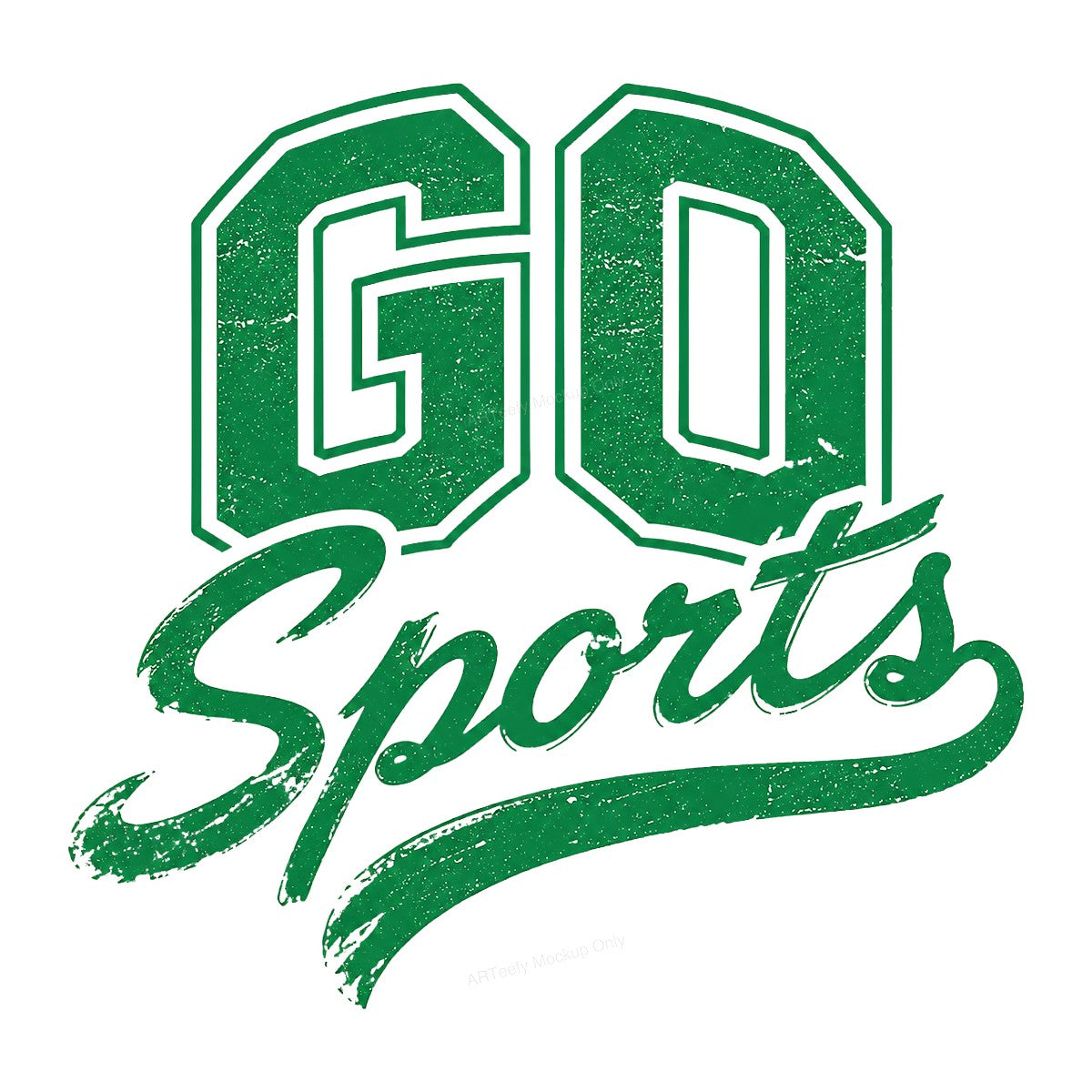 DTF Transfer Go Sports Retro Green Varsity Text Graphic for Game Day T Shirts and Hoodies - 1