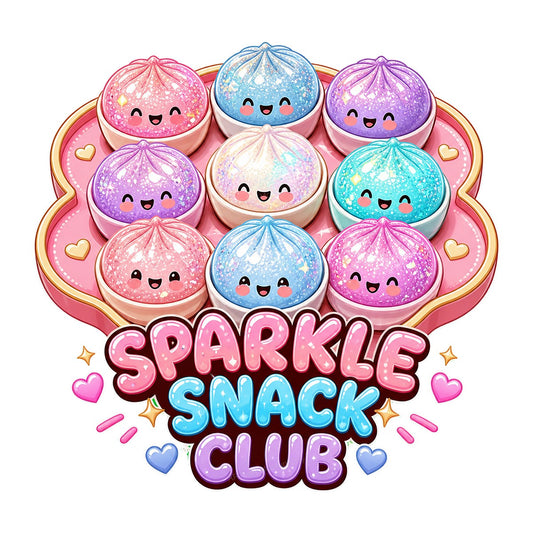 Funny Graphic Transfer Sparkle Snack Club Glitter Dumpling Characters Design for T Shirts Hoodies and Tote Bags - 1