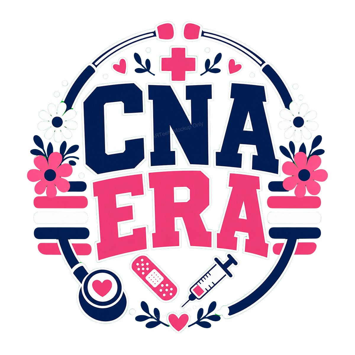 DTF Transfer CNA Era Nurse Stethoscope Floral Medical Graphic for T Shirts Hoodies and Tote Bags - 1