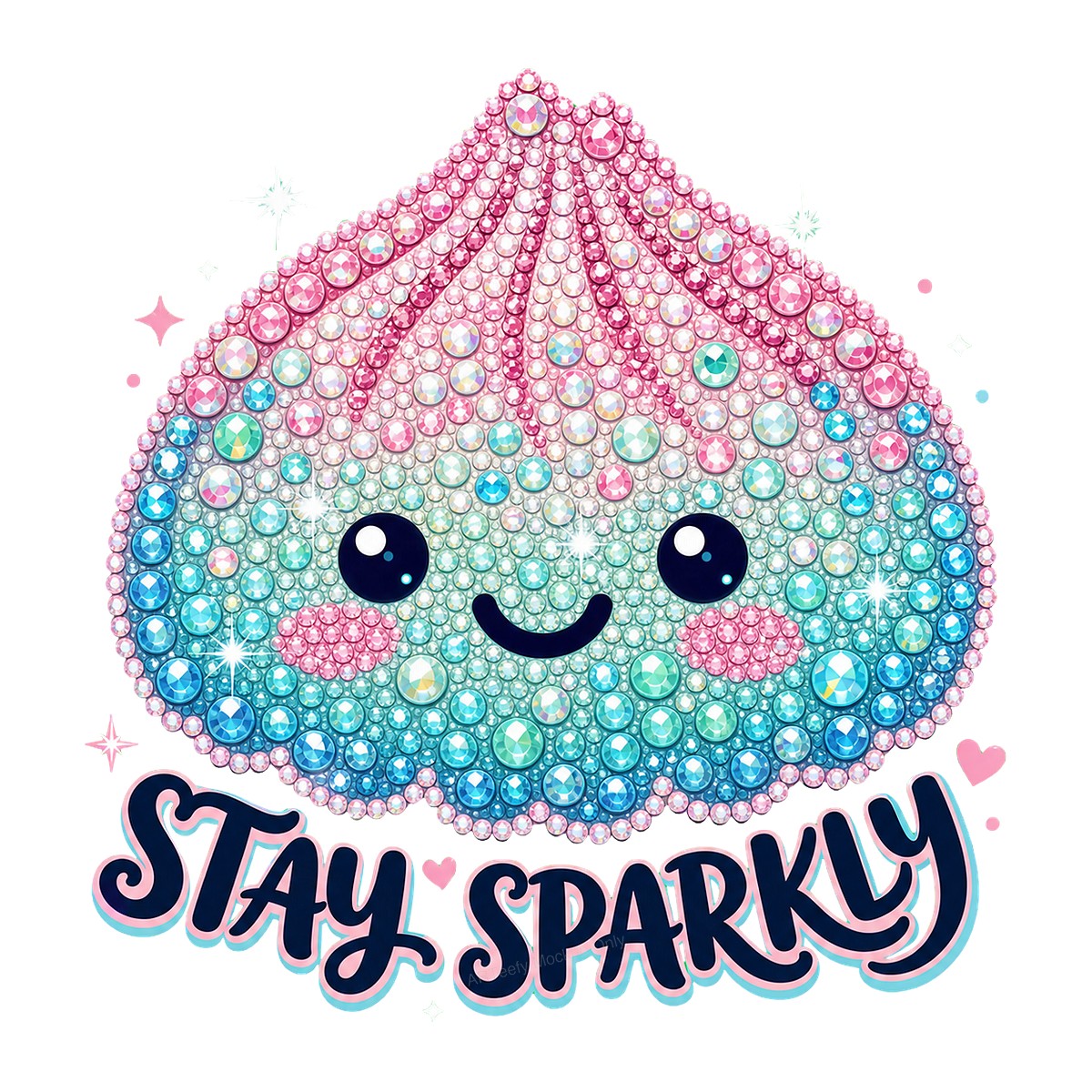 DTF Heat Transfer Stay Sparkly Kawaii Gem Dumpling Graphic for T Shirts Hoodies and Tote Bags - 1