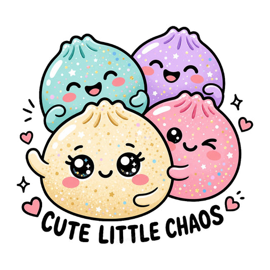 Funny Graphic Transfer Cute Little Chaos Dumpling Squad Pastel Kawaii Glitter Art for T Shirts Hoodies and Tote Bags - 1