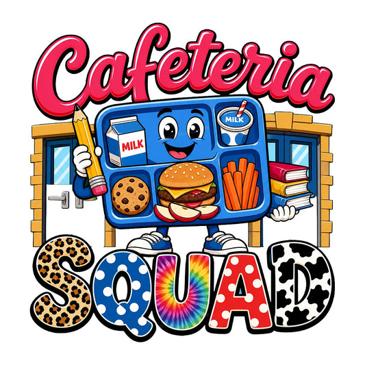 DTF Transfer Cafeteria Squad Lunch Tray Cartoon Graphic for T Shirts Hoodies and Tote Bags - 1