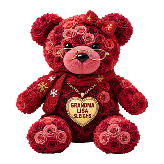 DTF Heat Transfer Grandma Christmas Rose Teddy Bear Graphic for T Shirts Hoodies and Gifts - 1