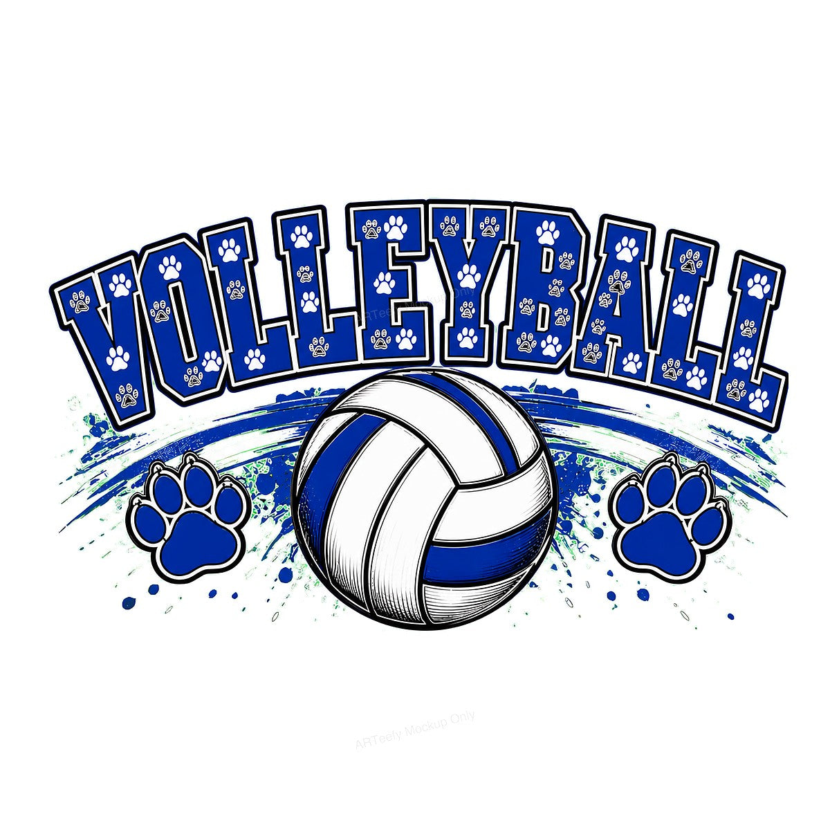 DTF Heat Transfer Volleyball Paw Print Team Graphic for T Shirts Hoodies and Sports Fan Apparel - 1