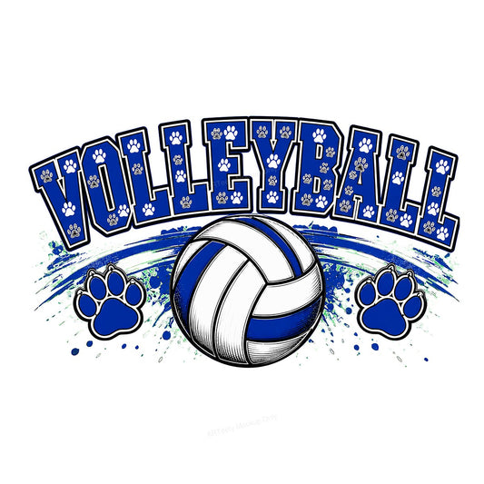 DTF Heat Transfer Volleyball Paw Print Team Graphic for T Shirts Hoodies and Sports Fan Apparel - 1