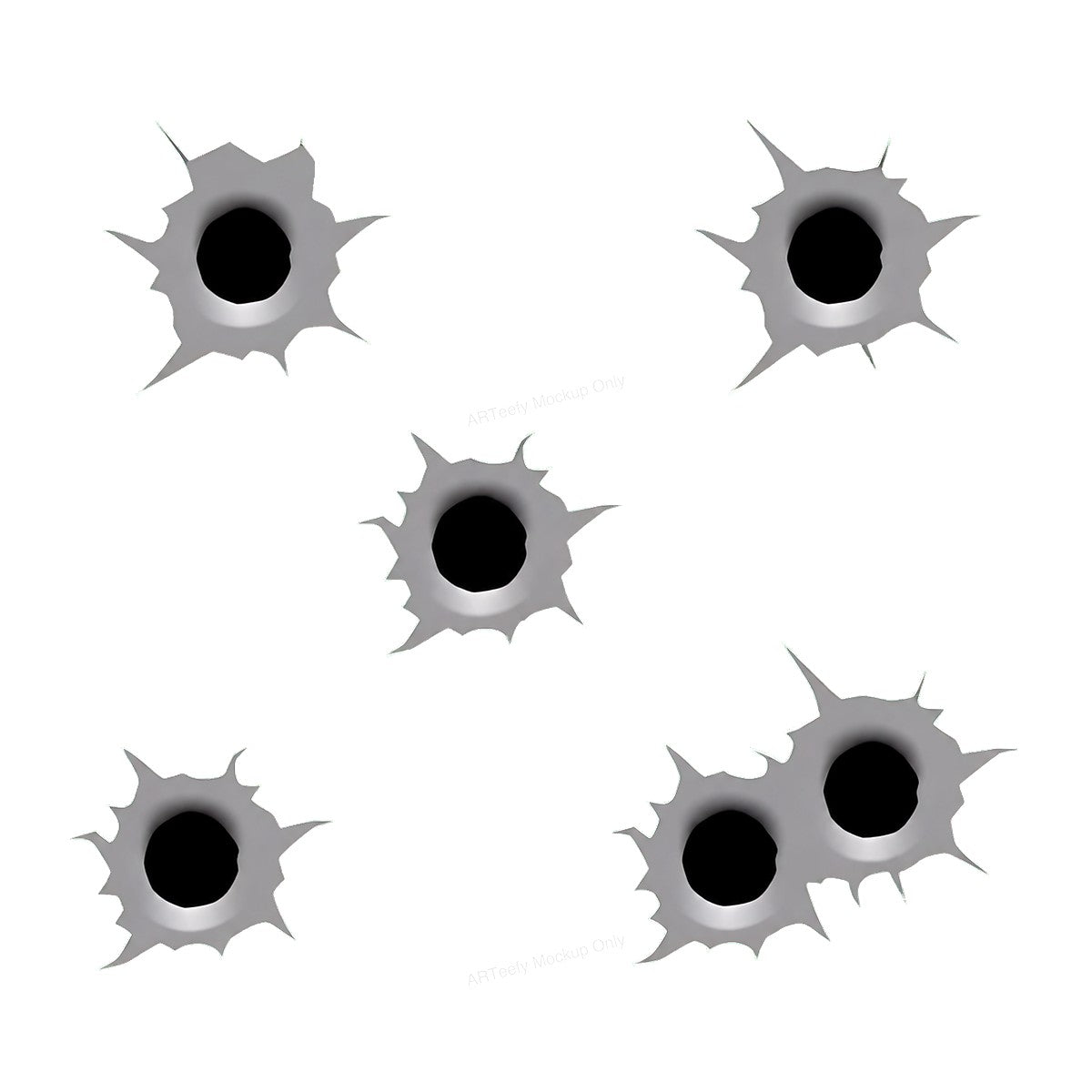 DTF Transfer Realistic Bullet Hole Graphic Design for T Shirts Hoodies and Car Wraps - 1