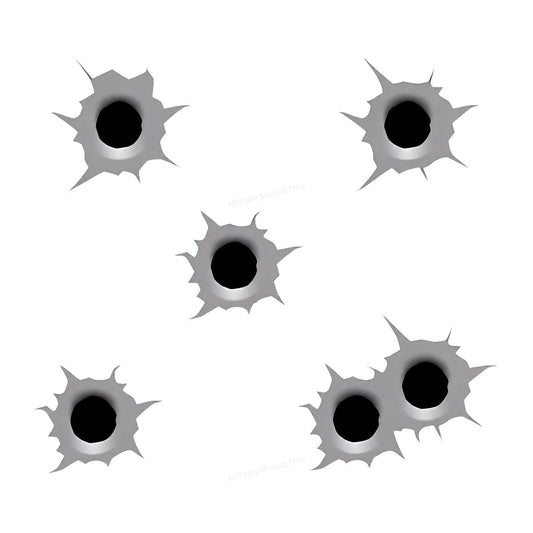DTF Transfer Realistic Bullet Hole Graphic Design for T Shirts Hoodies and Car Wraps - 1