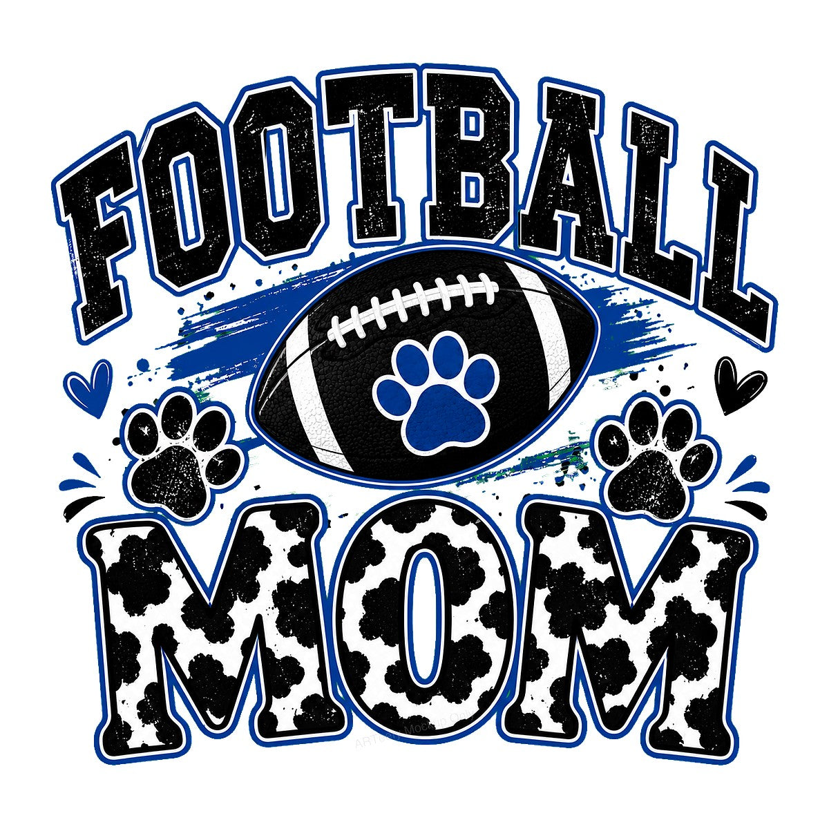 DTF Transfer Football Mom Paw Print Cowhide Letter Graphic for T Shirts Hoodies and Game Day Apparel - 1