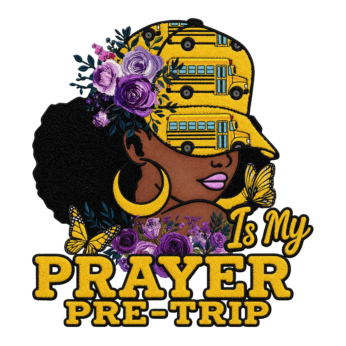 DTF Transfer School Bus Driver Prayer Pre-Trip Afro Woman Floral Graphic for T Shirts Hoodies and Tote Bags - 1