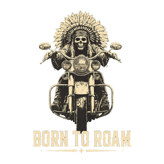 DTF Transfer Born To Roam Skeleton Biker Vintage Motorcycle Graphic for T Shirts Hoodies and Casual Wear - 1