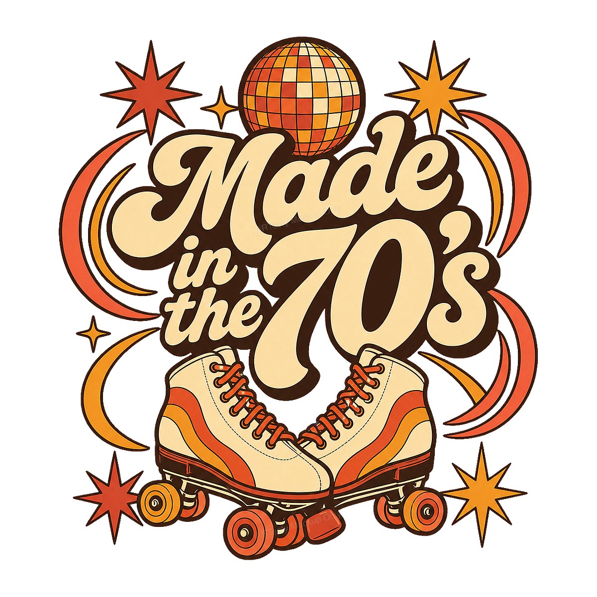 DTF Heat Transfer Made in the 70s Retro Roller Skate Disco Graphic for T Shirts Hoodies and Tote Bags - 1