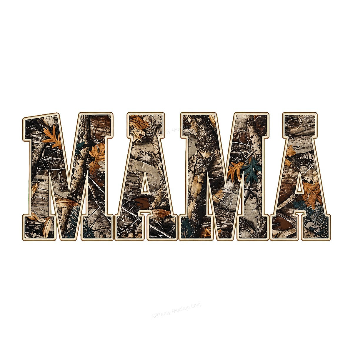 DTF Transfer MAMA Camouflage Forest Letter Graphic for T Shirts Hoodies and Tote Bags - 1