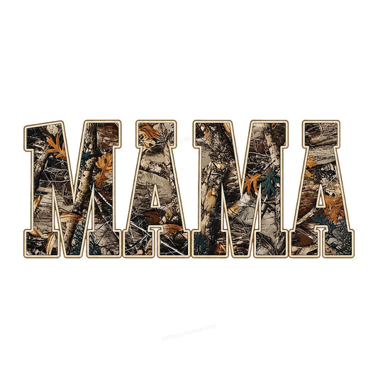 DTF Transfer MAMA Camouflage Forest Letter Graphic for T Shirts Hoodies and Tote Bags - 1