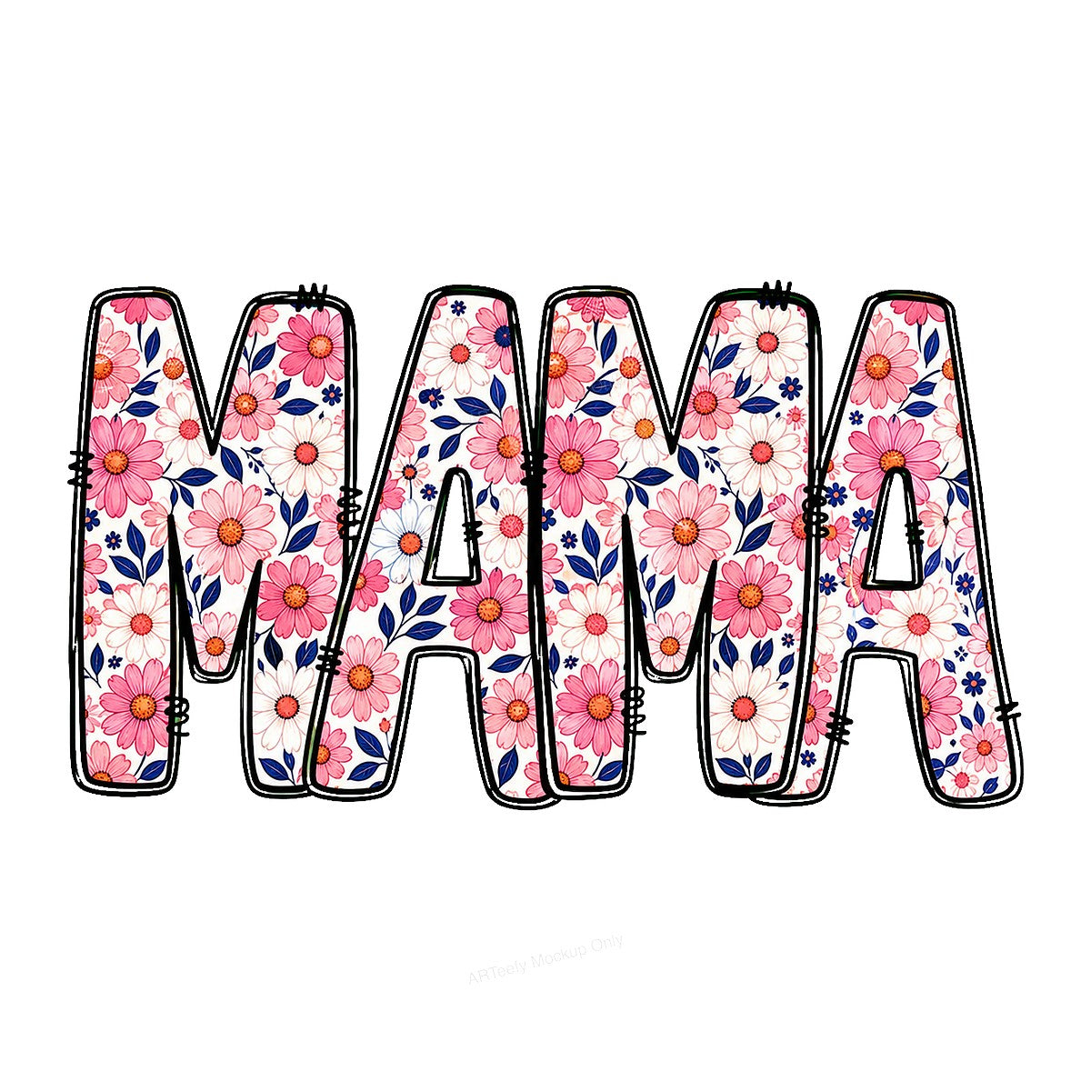 DTF Transfer Floral MAMA Lettering Graphic for T Shirts Hoodies and Mother’s Day Gifts - 1