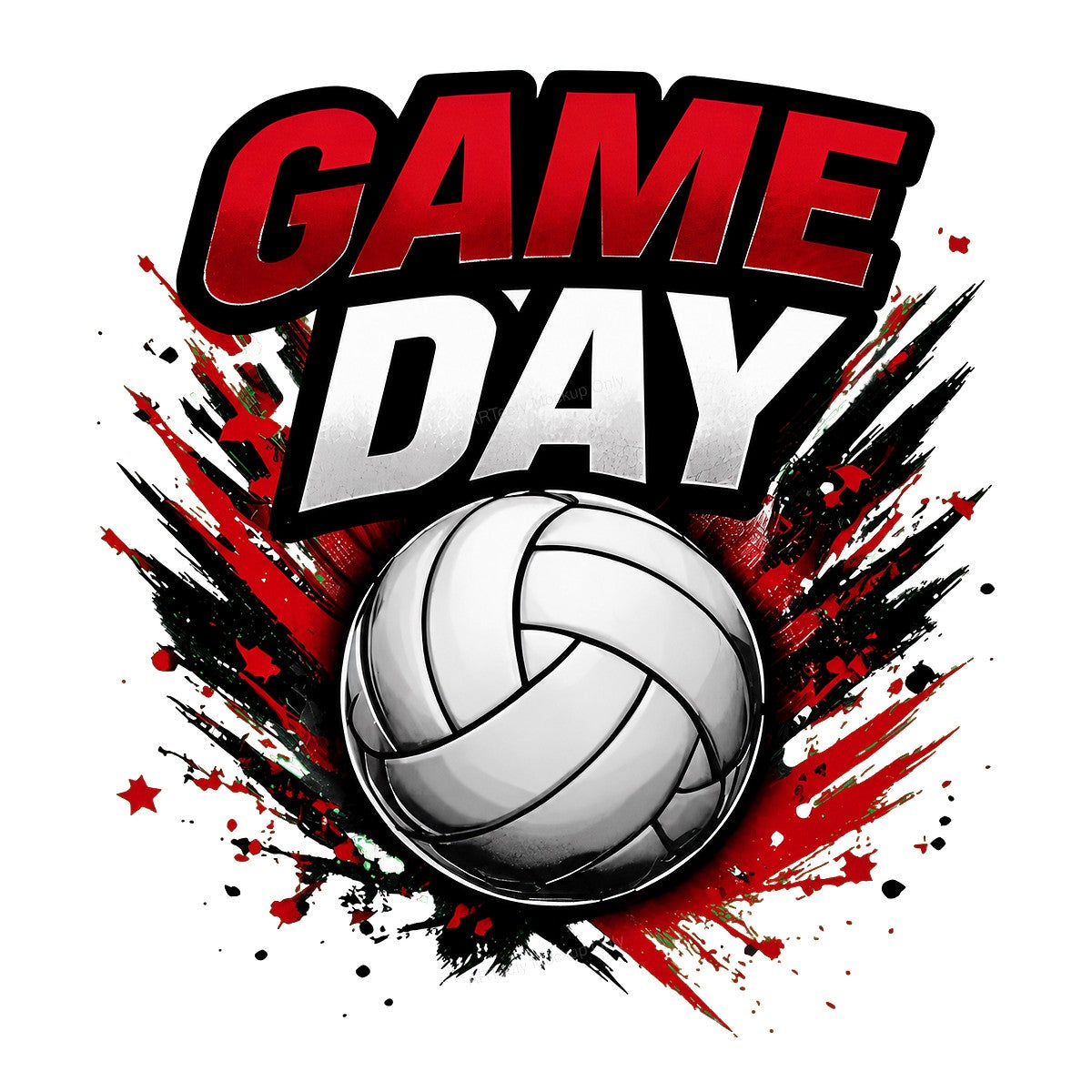 DTF Transfer Game Day Volleyball Ball Splash Graphic for T Shirts Hoodies and Sports Fan Apparel - 1