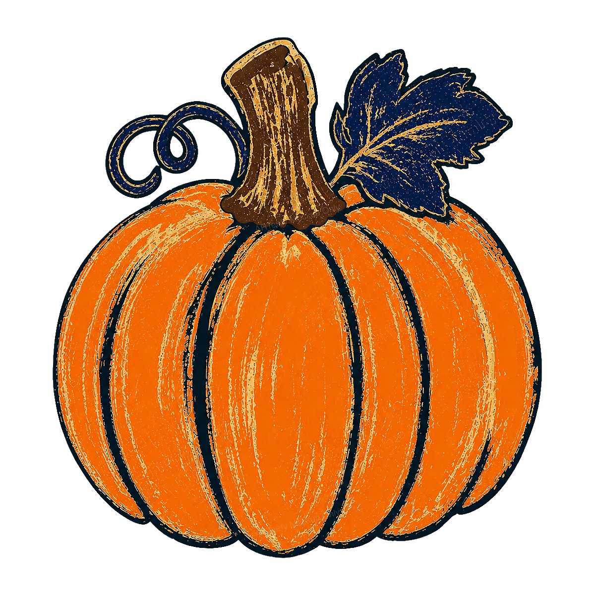 DTF Heat Transfer Rustic Pumpkin Illustration Graphic for Fall T Shirts Hoodies and Tote Bags - 1